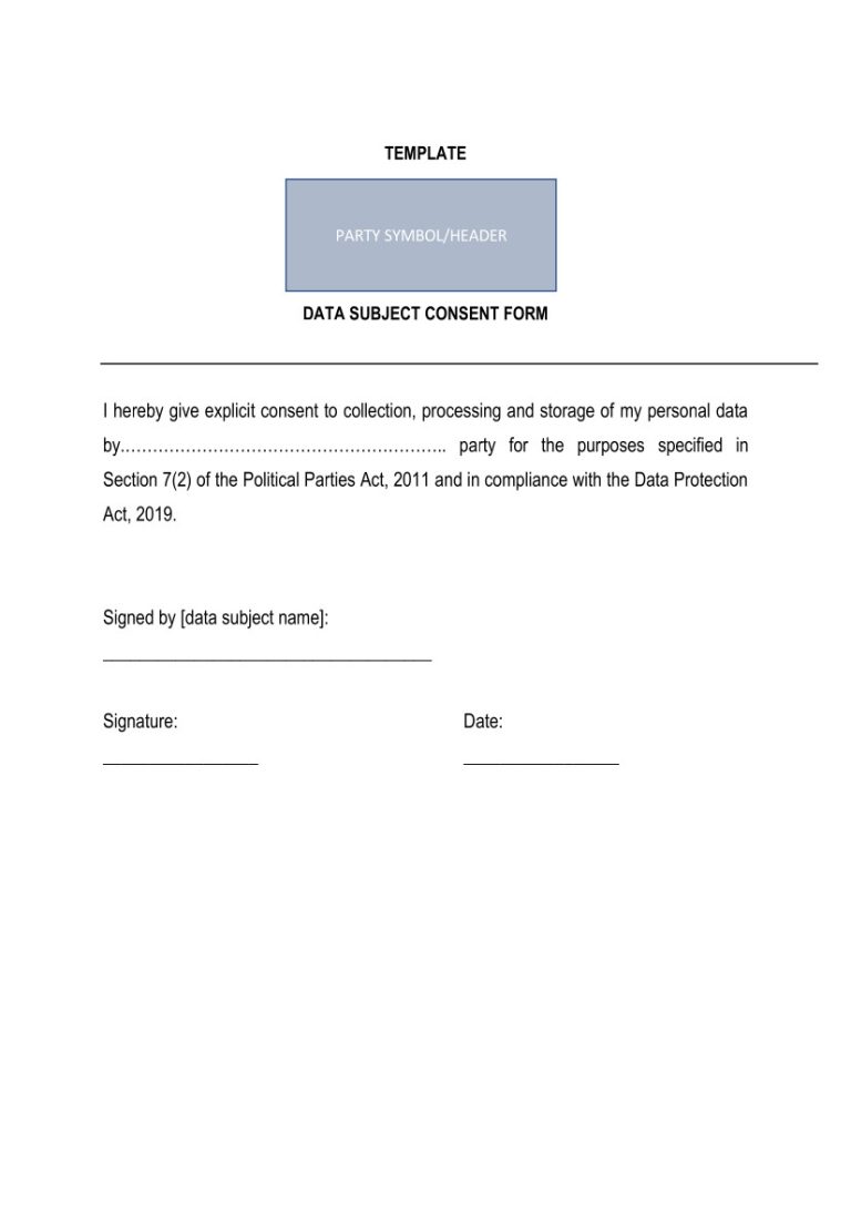 Data Subject Consent Form template ORPP