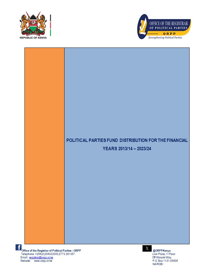 Political Parties Fund (PPF) Disbursement to Political Parties FY 2013 - 2024