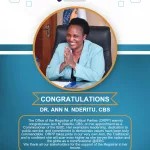 Congratulations Dr. Ann Nderitu, CBS