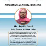 Public Announcement: Appointment of Acting Registrar
