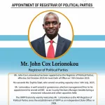 Appointment of Registrar of Political Parties