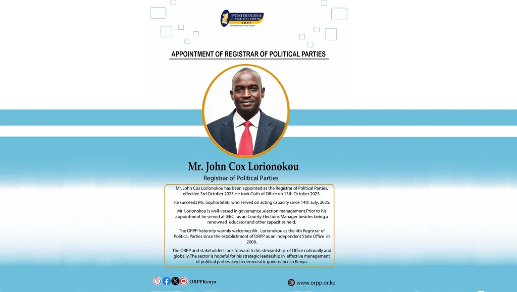 Appointment of Registrar of Political Parties
