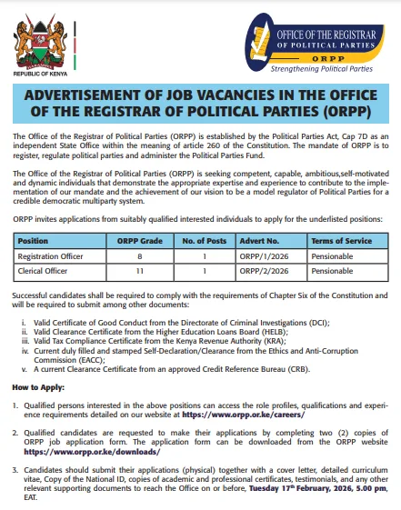 careers Advertisement of Job Vacancies - January 2026